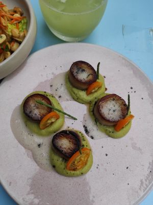 Vegan scallops at O Gambuzino in Lisbon