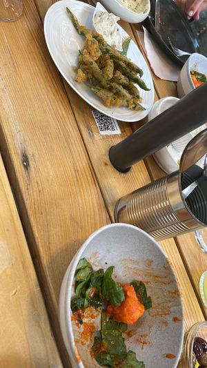 Fishes beans with nice Dip and cauliflower with sweet and Sour crunch  at O Gambuzino in Lisbon