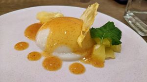 Pineapple Panna cotta at O Gambuzino in Lisbon