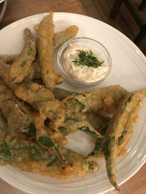 Tempura fried beans  at O Gambuzino in Lisbon