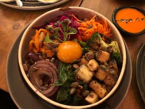 Bibimbap (with vegan egg yolk 😍)  at O Gambuzino in Lisbon