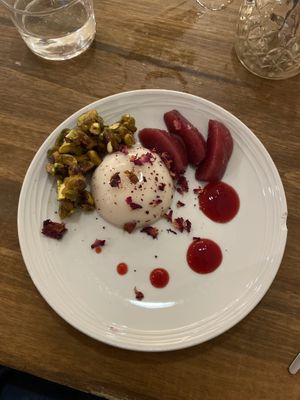 Coconut and rose water panna cotta  at O Gambuzino in Lisbon