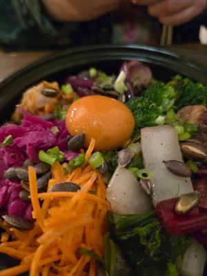 Vegan egg at O Gambuzino in Lisbon