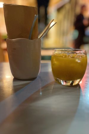 housemade pear, ginger, mint juice at O Gambuzino in Lisbon