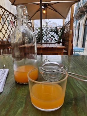 Homemade Carrot Orange Kombucha at O Gambuzino in Lisbon