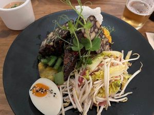 Tempeh dish  at O Gambuzino in Lisbon