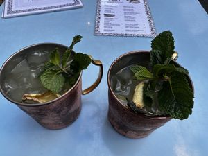Happy hour is 2 for 1. Got the non-alcoholic mule, which was really good.  at O Gambuzino in Lisbon