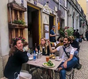 Outside at O Gambuzino in Lisbon