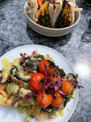 Savoury waffles at Slice of Cornwall in Falmouth