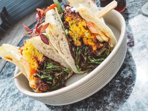 Potato rosti sandwich  at Slice of Cornwall in Falmouth