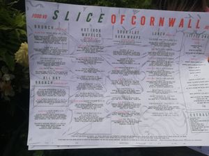 Menu at Slice of Cornwall in Falmouth