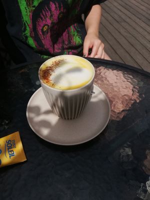 Turmeric latte at Slice of Cornwall in Falmouth