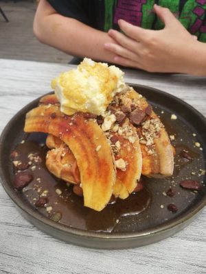 Banoffee brulee waffles at Slice of Cornwall in Falmouth