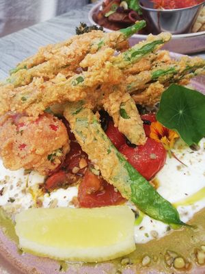 Tempura veg at Slice of Cornwall in Falmouth