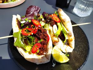 Bayo with rosti and lettuce at Slice of Cornwall in Falmouth