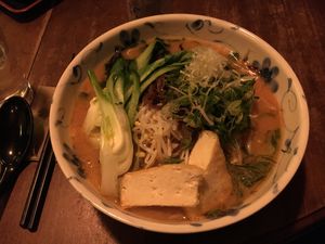 vegan ramen with selection of toppings at Ooki in Zurich
