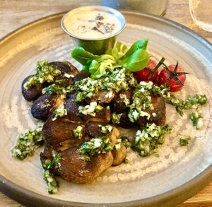 Lion’s mane mushroom steak  at Maison Mathis Arabian Ranches in Dubai