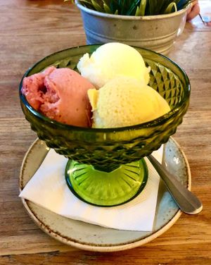 Trio of sorbets  at Maison Mathis Arabian Ranches in Dubai
