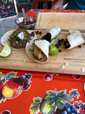 Six types of vegan tacos! This is a rare gem in Baja California Sur. Inexpensive, delicious breakfast, lunch and dinner foods. Vegan and gluten free. Plant based food is a passion. at Waicura in Loreto