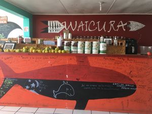 They prepare the food right there in the middle of the restaurante at Waicura in Loreto