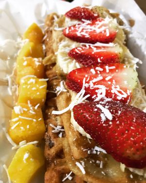 Waffles 🍓🥭😊 at Waicura in Loreto