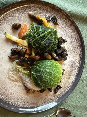 Cabbage rolls with carrot puree and vegetables   at Holzschuh's Schwarzwaldhotel in Baiersbronn