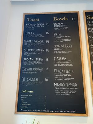 This is part of the menu  at Toastique in Washington