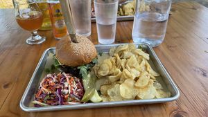 Burger and Salad at The Yodelin in Leavenworth