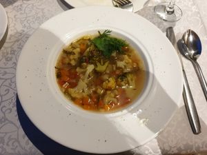 Vegetable soup at Ayvan in Bukhara