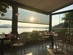 View of sunset on Lake Lucern  at Hermitage in Luzern