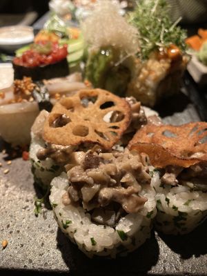 Uramaki tartare di funghi at Karma Sushi in Copenhagen