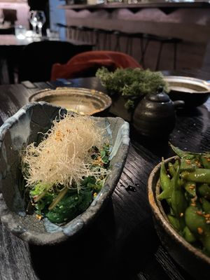 Seaweed salad and edamame.   at Karma Sushi in Copenhagen