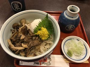 soba with mushrooms  at Azumaya in Morioka