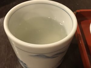 at the end you should drink the water from cooking the soba  at Azumaya in Morioka