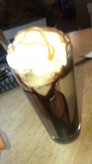 Vegan salted Carmel hot chocolate  at Lion Rock Tea Rooms in Cheddar