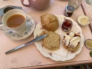 Vegan cream tea and loose leaf tea  at Lion Rock Tea Rooms in Cheddar