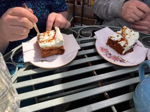 Carrot cake  at Lion Rock Tea Rooms in Cheddar