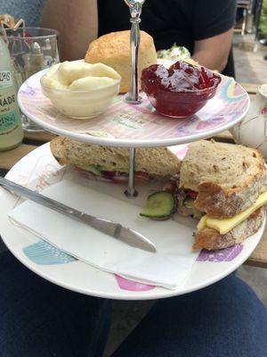 Meal deal, sandwich and cream tea. at Lion Rock Tea Rooms in Cheddar