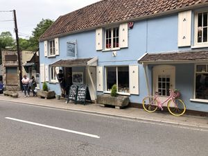 Outside at Lion Rock Tea Rooms in Cheddar