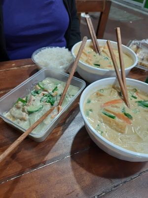 Green curry with rice and laksa Noodle soup at Pho Street in Cairns