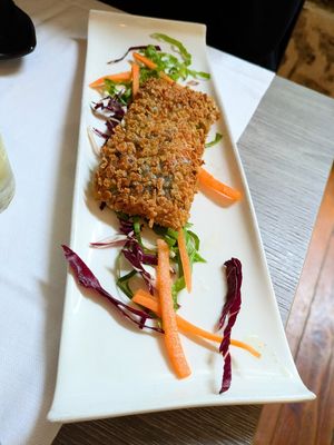 Involtino di riso croccante farcito con verdure e moci at La Luna nel Pozzo in Lerici