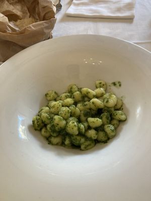 Vegan gnocchi with pesto  at La Luna nel Pozzo in Lerici