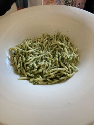 Trofie with pesto  at La Luna nel Pozzo in Lerici