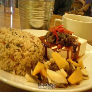 Tofu and Mushroom Brown Rice Set with Soup # $6.0 at Create Healthy Lifestyle 創意素食 in Central Singapore