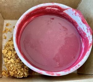 BEET GAZPACHO (spicy) avocado yummy at Rüt in Spokane