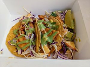 Chipotle peach tacos. at Rüt in Spokane