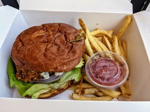 Crispy not-chicken sandwich. at Rüt in Spokane