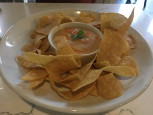 White Bean Queso Dip and Chips at Rüt in Spokane