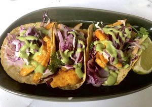 Peach tofu tacos at Rüt in Spokane