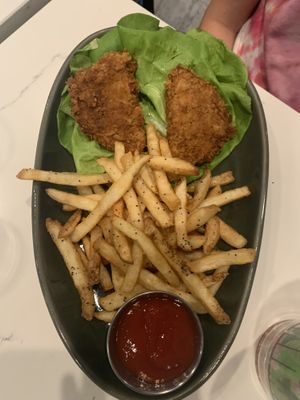 Kids Chickn Strips w/ fries  at Rüt in Spokane